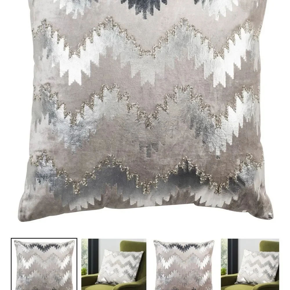 2 Safavieh Silver and Cream Textured Pillow 22X22 Luxury Accent Pillow modern